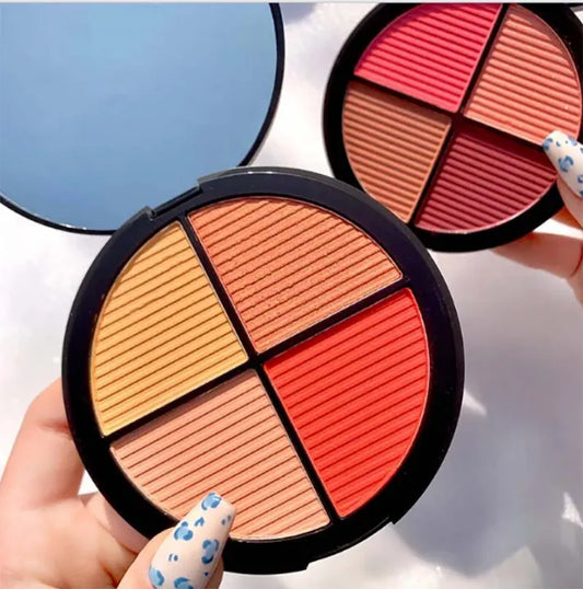 4 Color Pale Smoky Purple Blush & Highlighter Palette