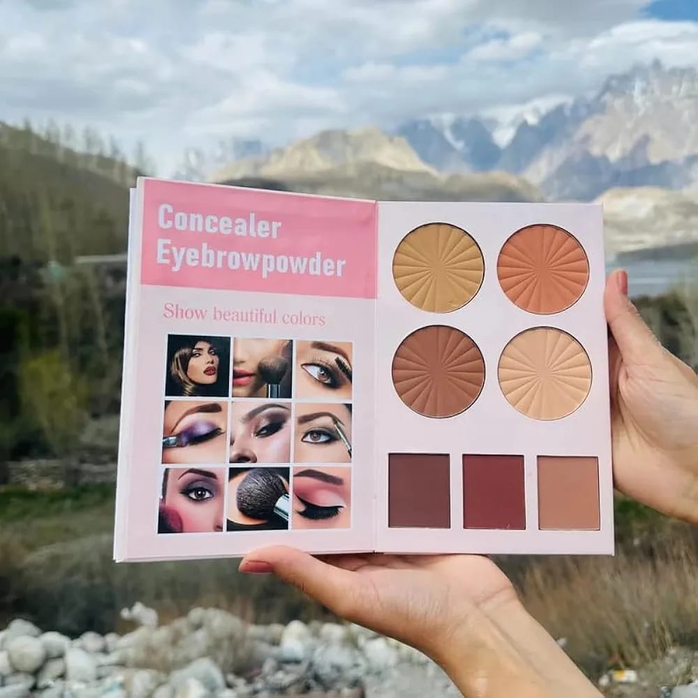 All In One Professional Makeup Palette Book – Complete 4 In 1 Beauty Kit With Highlighters, Contour, Eyeshadow, Blush, And Eyebrow Powders