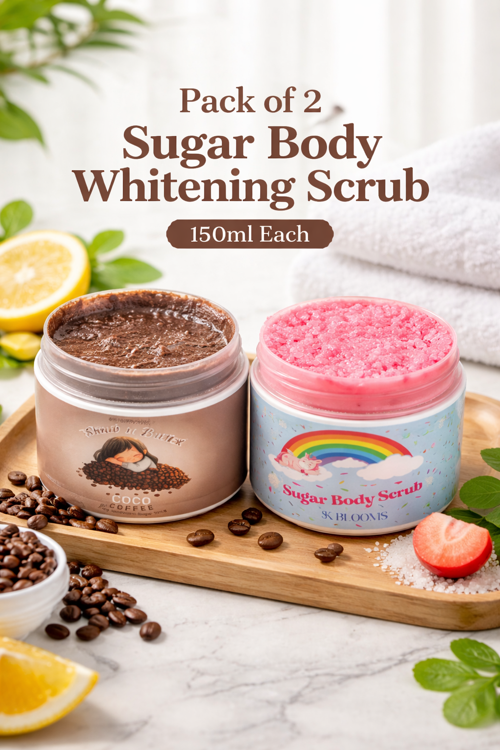 2in1 Body Scrub Set – Sugar + Coffee Exfoliating Scrub (Only 1500)
