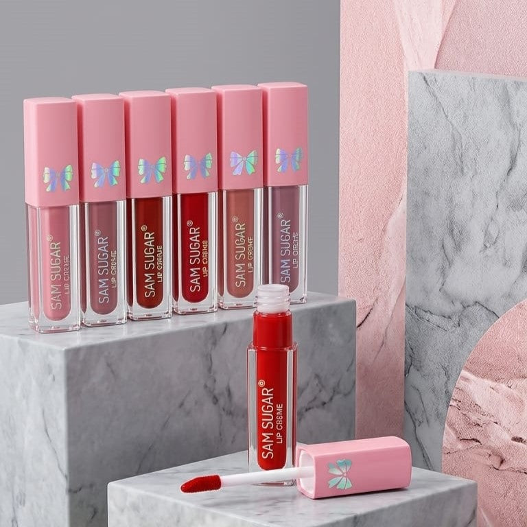 Sam Sugar Matte Liquid Lipstick Pack of 4 – Long Lasting & High Pigment