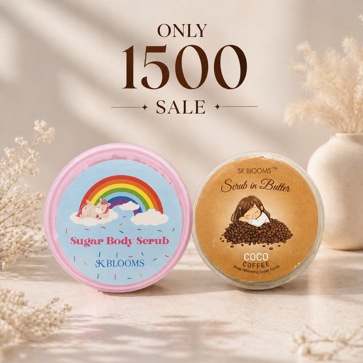 2in1 Body Scrub Set – Sugar + Coffee Exfoliating Scrub (Only 1500)